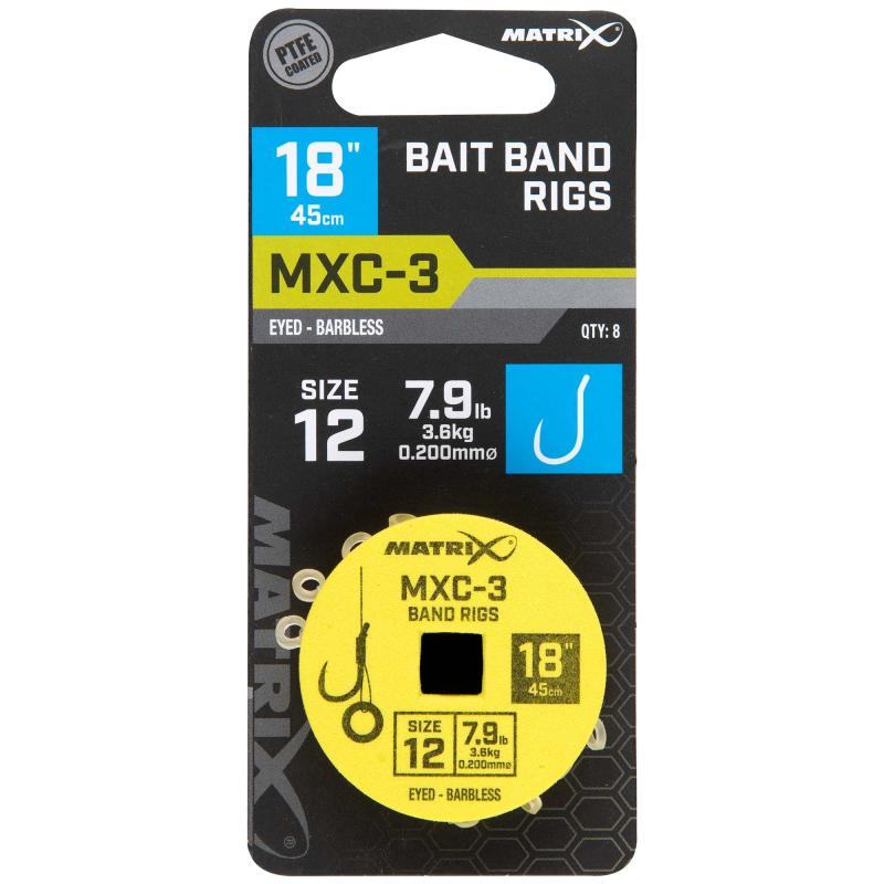 Matrix MXC-3 Maat 12 Barbless / 0.20mm / 18" (45cm) / Tape - 8 stuks