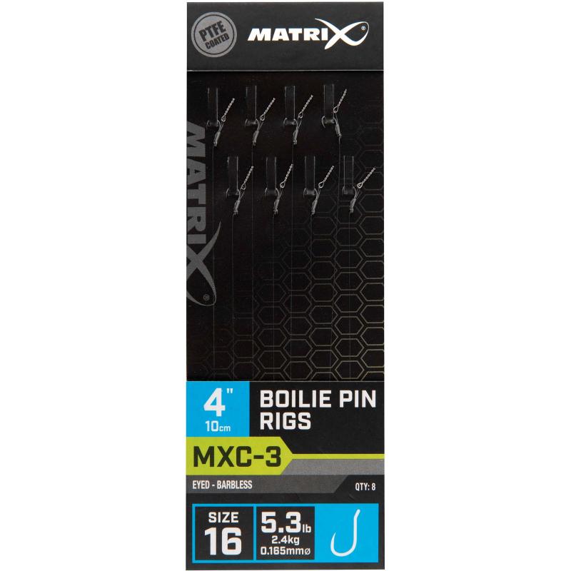 Matrix MXC-3 Taille 16 Sans Ardillon / 0.165mm / 4" (10cm) / Boilie Pin - 8pcs