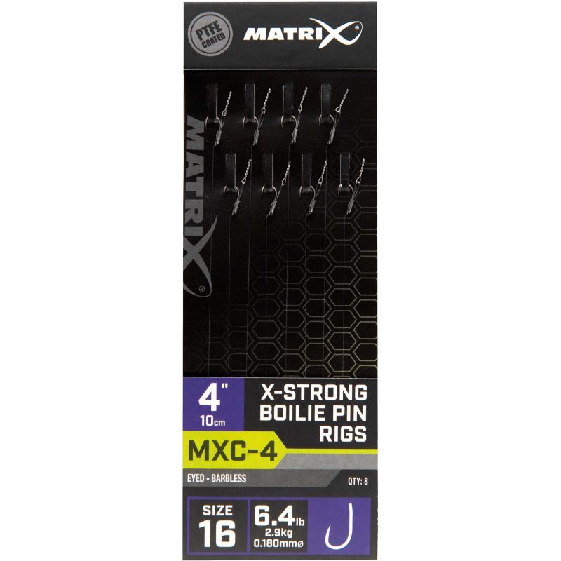 Matrix MXC-4 Maat 16 Barbless / 0.18mm / 4" X-Strong Boilie Pin - 8 stuks