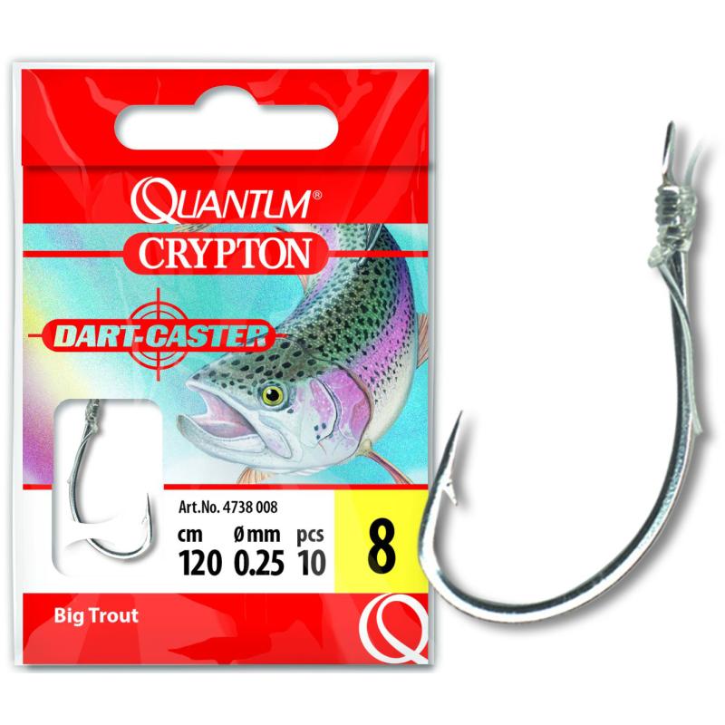Quantum # 8 Crypton Big Trout leaderhaak zilver 0,25mm 120cm 10 stuks