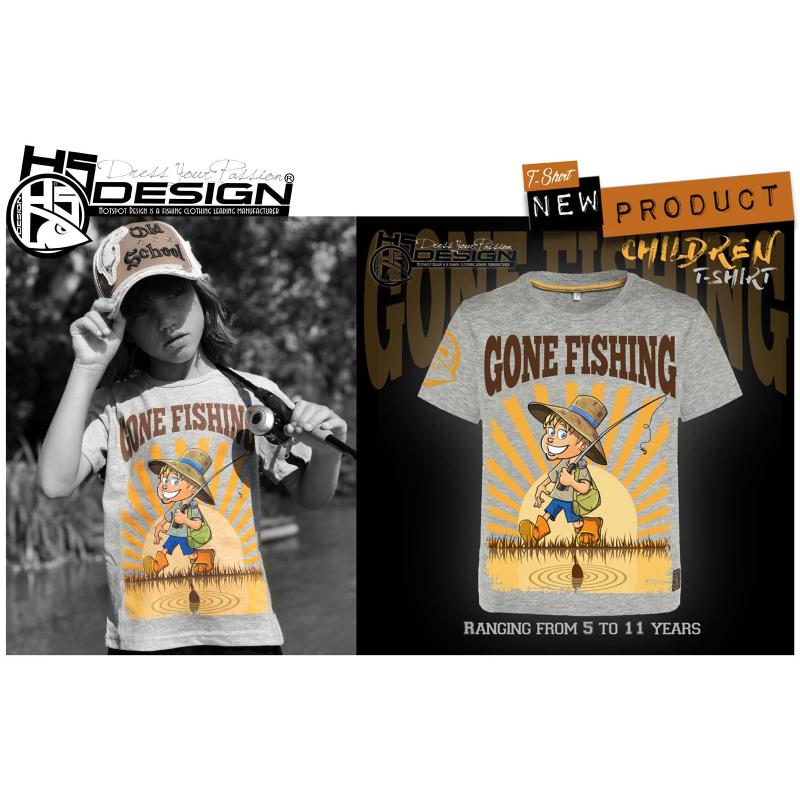Hotspot Design T-shirt kinderen Gone Fishing - Maat 7/8 jaar