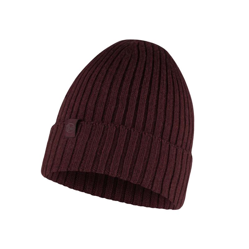 Buff Knitted Hat Norval Maroon