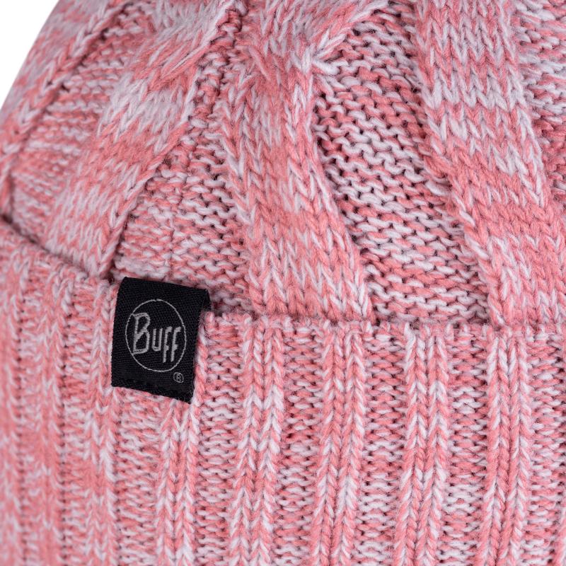 Buff Knitted & Fleece Hat Blein Pale Pink
