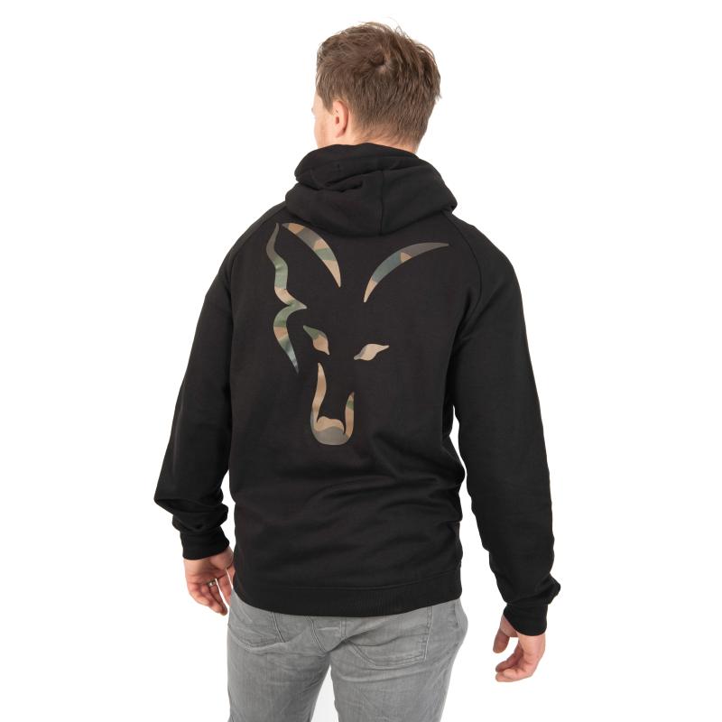 Fox Lw zwarte hoodie met camouflageprint en rits S