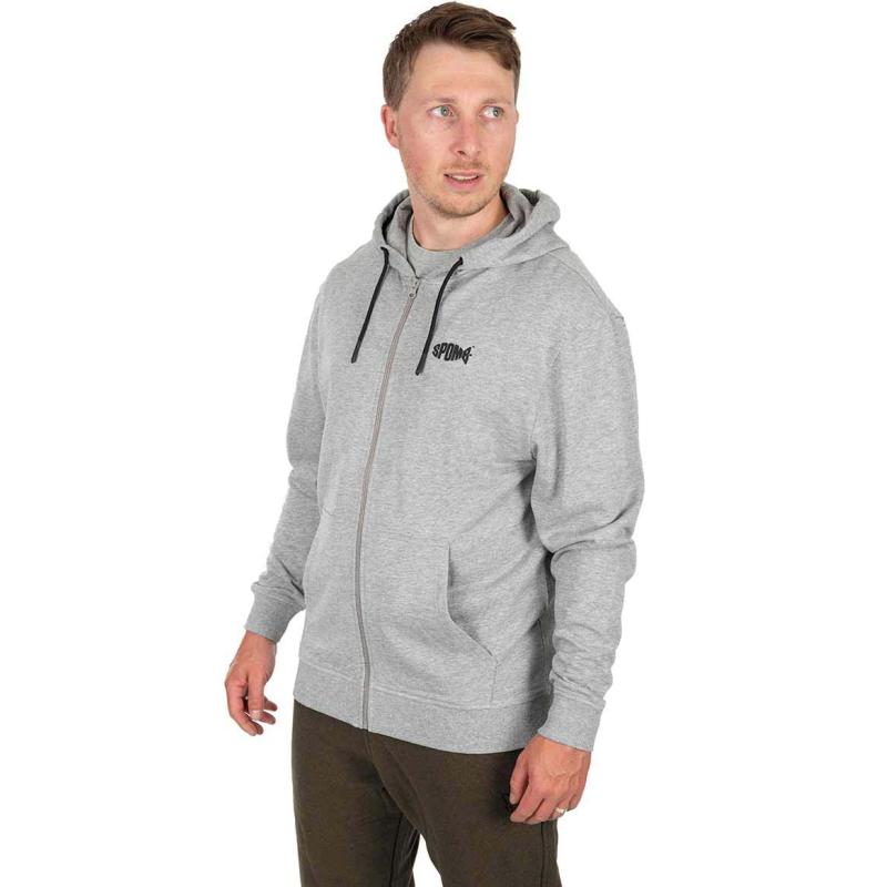 Spomb grijze hoodie met volledige ritssluiting GROOT