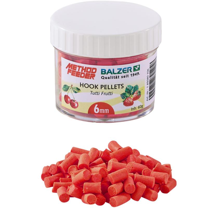 Balzer Method Feeder Haken Pellets 6mm rot-tutti frutti 60g