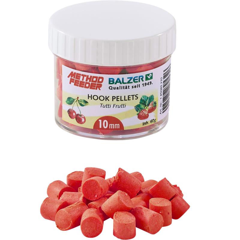 Balzer Method Feeder Hook Pellets 10mm rood-tutti frutti 60g