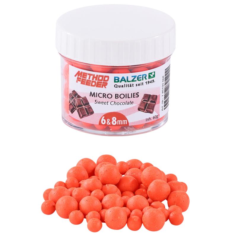 Balzer Method Feeder Boilies 6 en 8mm gemengde oranje-zoete chocolade 60g