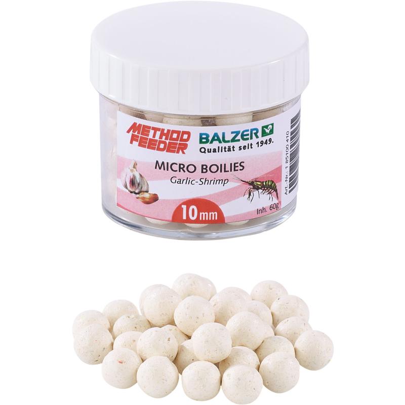 Balzer Method Feeder Bouillettes 10mm blanc-ail-crevettes 60g