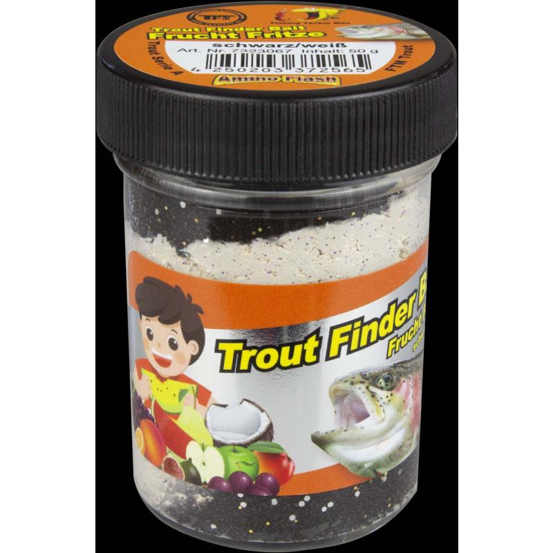 Fishing Tackle Max Trout Dough Contents 50g Black/White Fruit Fritze Floating