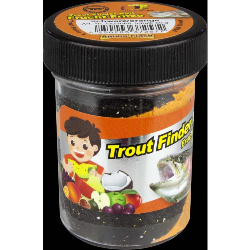 Fishing Tackle Max Trout Dough Contents 50g Black/Orange Fruit Fritze Floating