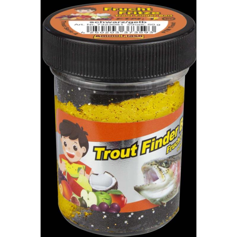 Fishing Tackle Max Trout Dough Contents 50g Black/Yellow Fruit Fritze Floating