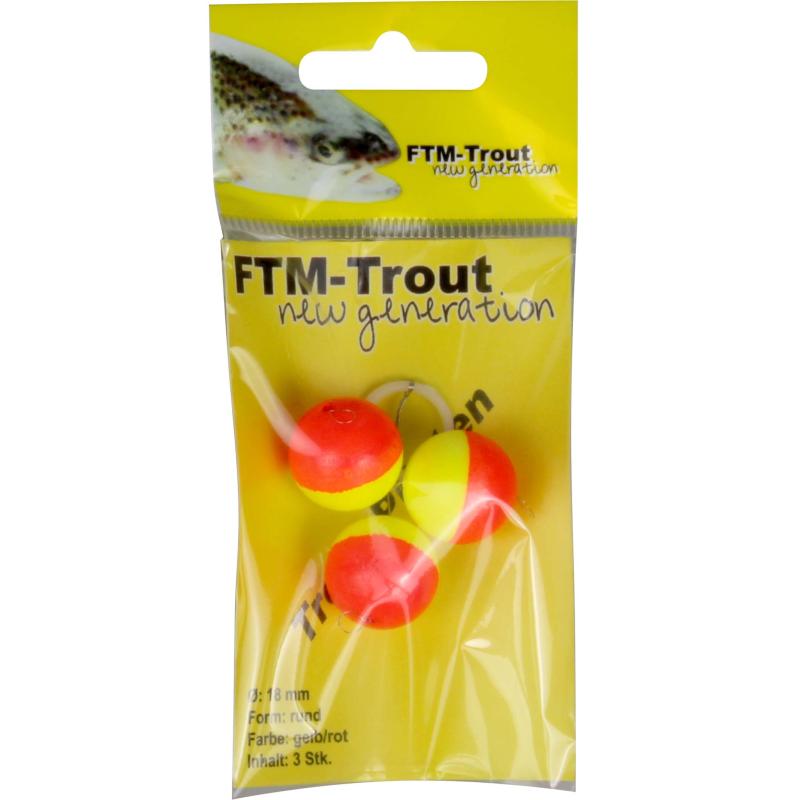 FTM Trout pilots rond orange/jaune 18mm cont.3 pcs.