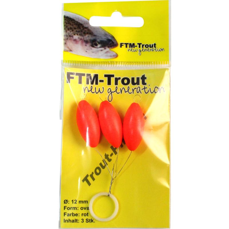 FTM Trout pilots oval red 12mm cont.3 pcs.