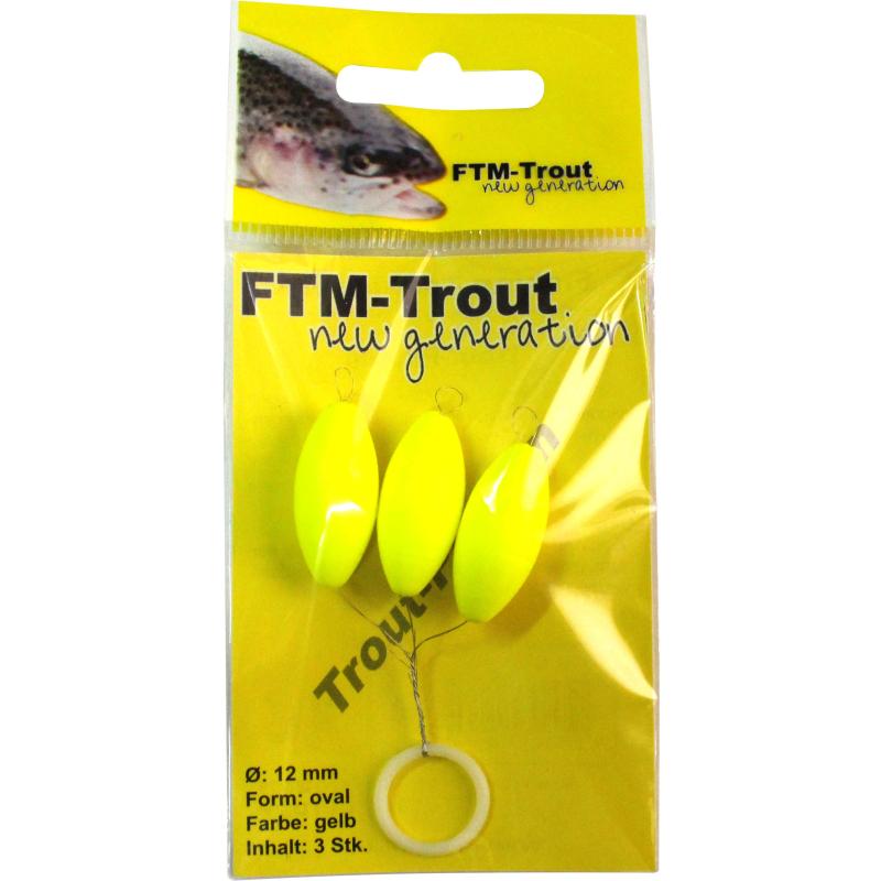 FTM Trout Pilots oval yellow 12mm cont.3 pcs.