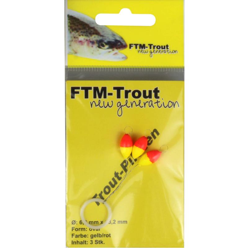 FTM Trout Pilots oval orange/yellow 6,3x13,2mm cont.3 pcs.