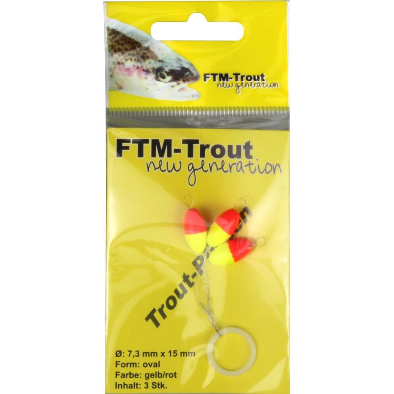 FTM Trout Pilots ovale orange/jaune 7,3x15,0mm cont.3 pcs.