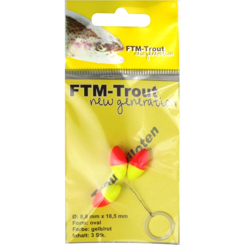 FTM Trout Pilots oval orange/yellow 8,8x18,5mm cont.3 pcs.