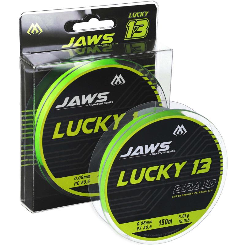 Mikado braided lines Jaws Lucky 13 0.08mm/6.8Kg/150M Fluo Zielona