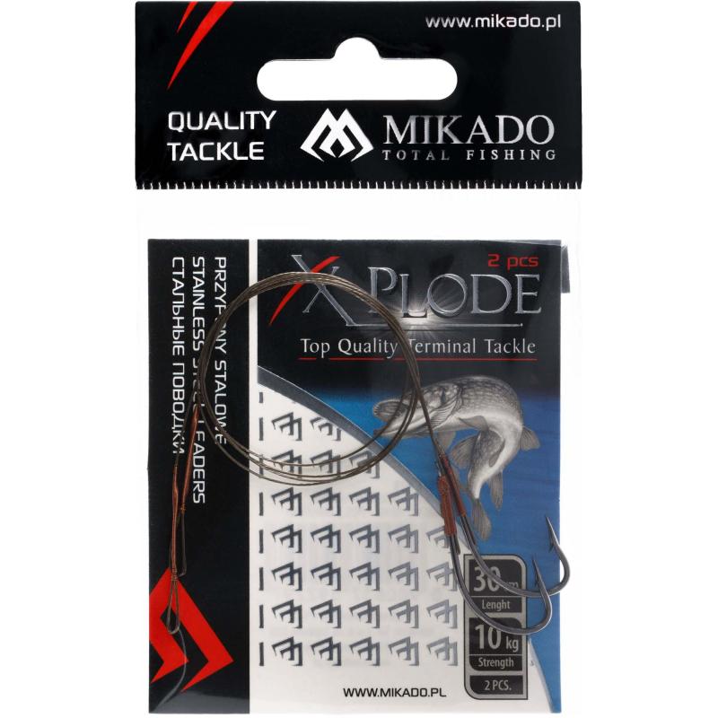 Mikado Steel Leader - Avec Émerillons Et Crochets 30cm/10Kg - Marron - 2 pcs. 1/0