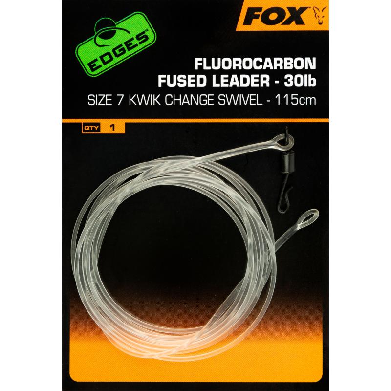 FOX Fluorocarbon Fused leader 30lb maat 7 kwik wisselwartel 115cm