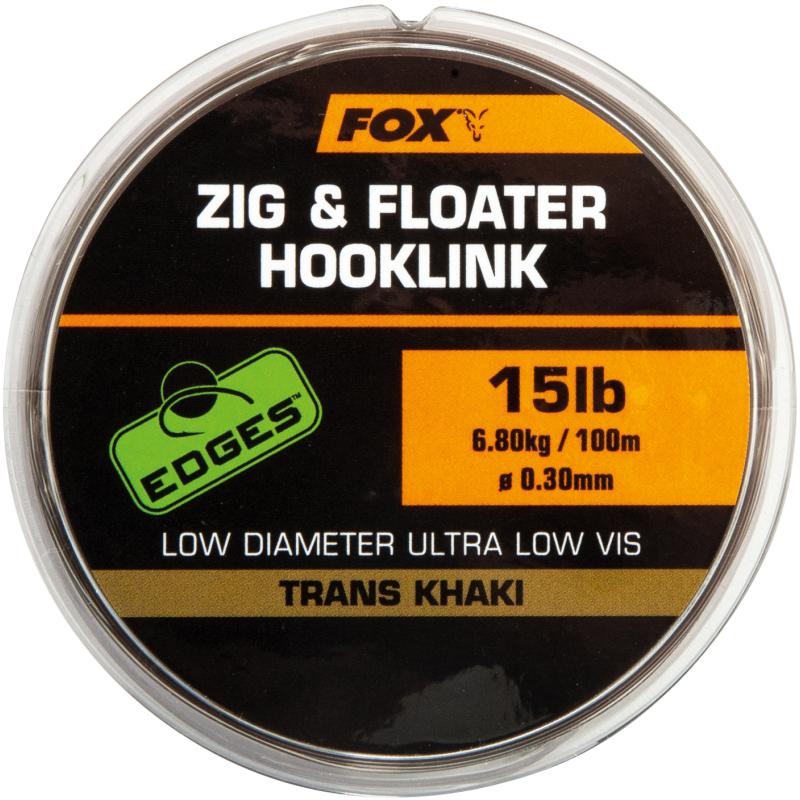 Fox Zig et Floater Hooklink Trans Khaki - 15lb 0.30mm
