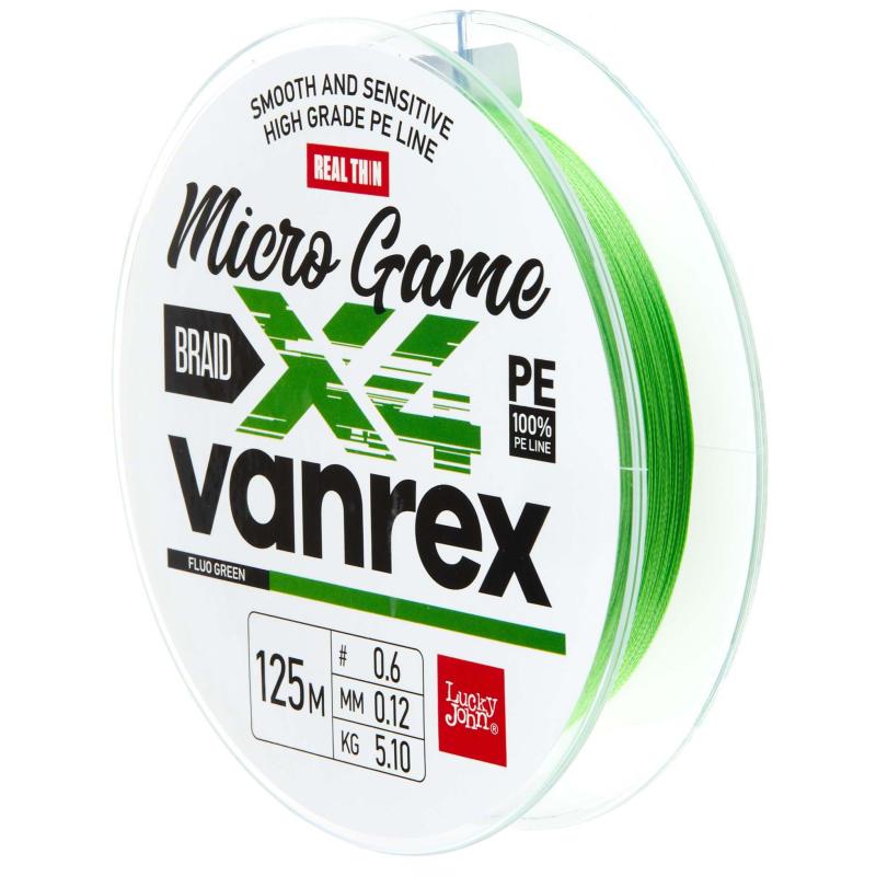 Ligne tressée Lucky John Vanrex MICRO GAME X4 BRAID Vert Fluo 125-0,12