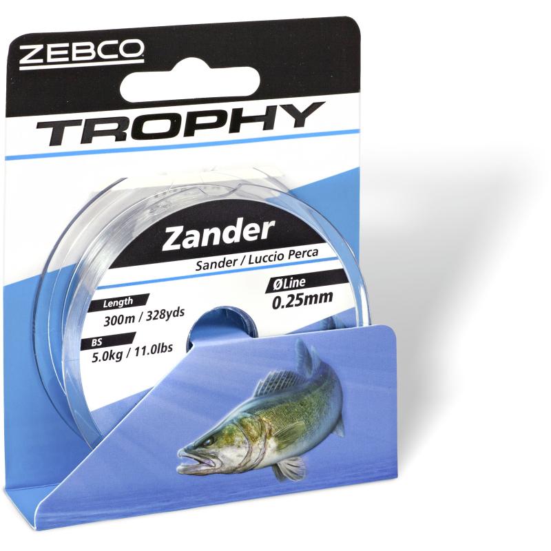 Zebco Ø 0,25mm Trophy Zander L: 300m 328yds 5,0 kg / 11,0lbs grijs
