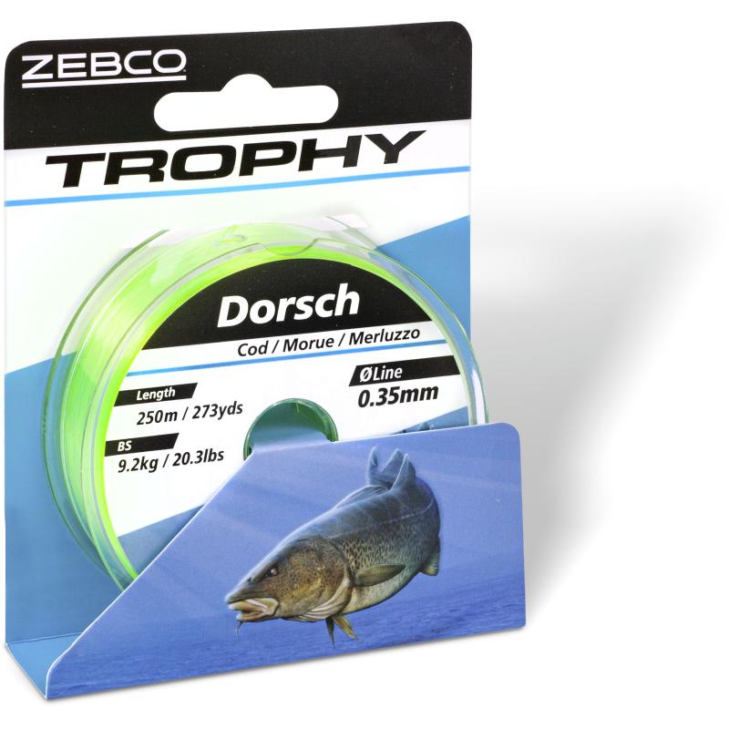 Zebco Ø 0,40mm Trophy Dorsch L: 200m 219yds 12,7kg / 28,0lbs fluo gelb