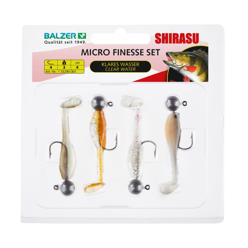 Balzer Shirasu micro bait set clear water with squid aroma 3g jighead hook size 4