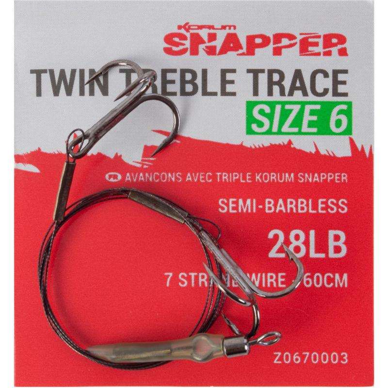Korum Snapper Twin Treble Trace Maat 4