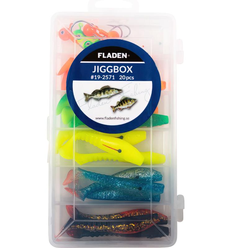 FLADEN Jig Set Minnow Shad in Tackle box 80mm, 20 pièces