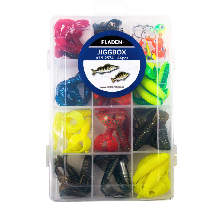 FLADEN Jig Set Tails in Tackle box 75-85mm, 44teile
