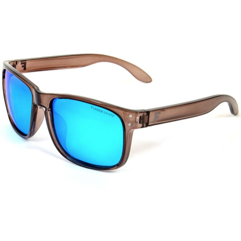 FLADEN sunglasses, polarized, clear brown frame, blue lens
