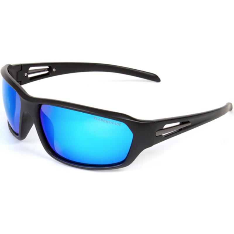 FLADEN sunglasses, polarized, matt black frame, metal blue lens