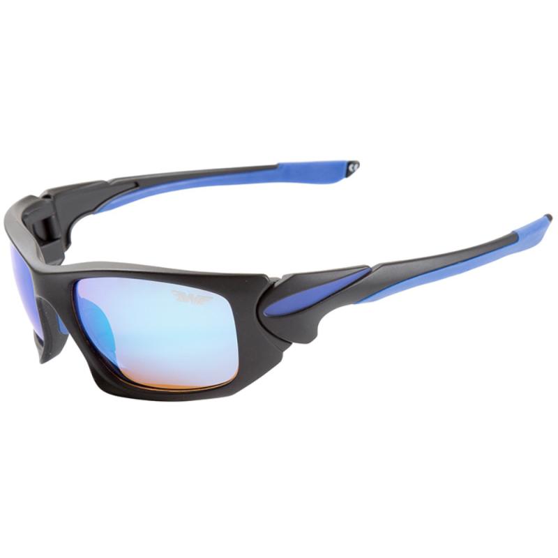 FLADEN zonnebril, gepolariseerd, zwart blauw frame, blauwe spiegellens