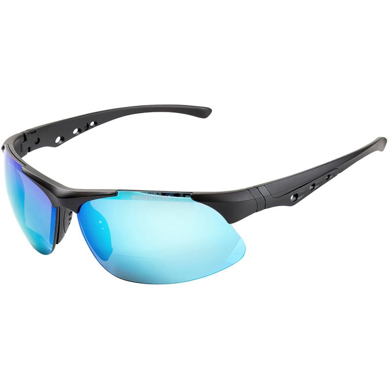 FLADEN sunglasses, polarized, sport black frame blue mirror lens