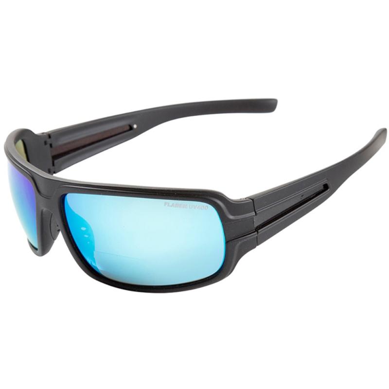FLADEN sunglasses polarized bifocal +2.00, black frame blue mirror