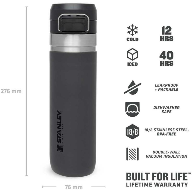 Stanley Quick Flip Water Bottle 0.7L capaciteit Houtskool
