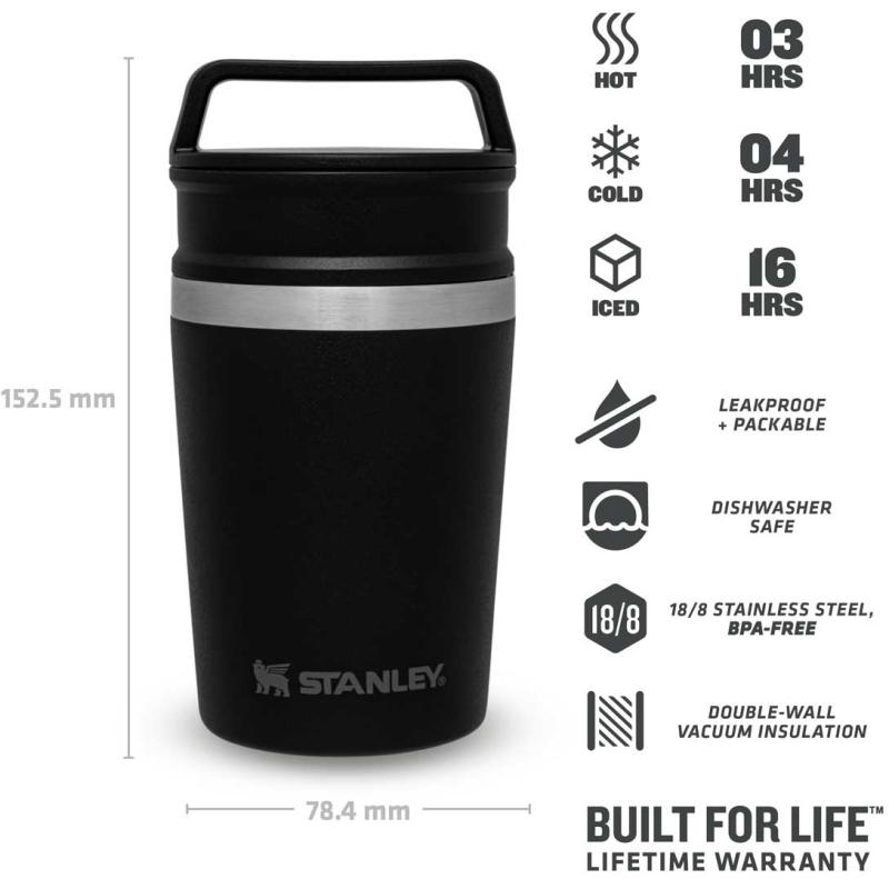 Stanley Shortstack Travel Mug 0.23L capaciteit matzwart