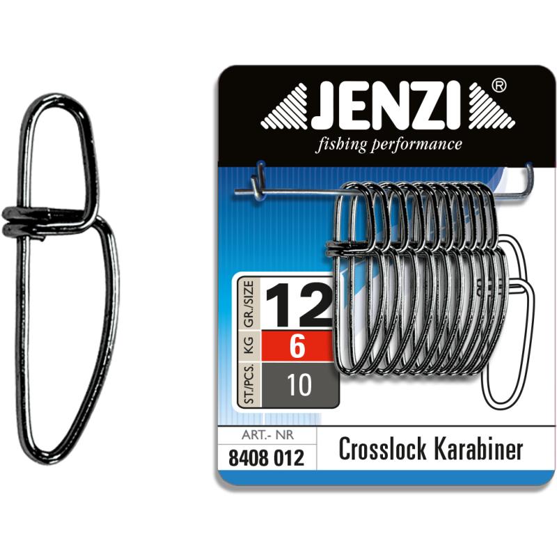 Mousqueton JENZI Crosslock en version noir nickel taille 12 6 kg