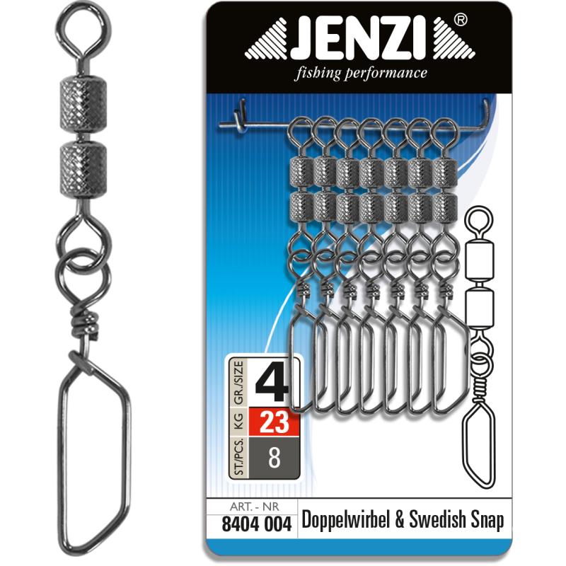 JENZI double safety swivel with Swedish-Snap Black Nickel size: 4 23kg