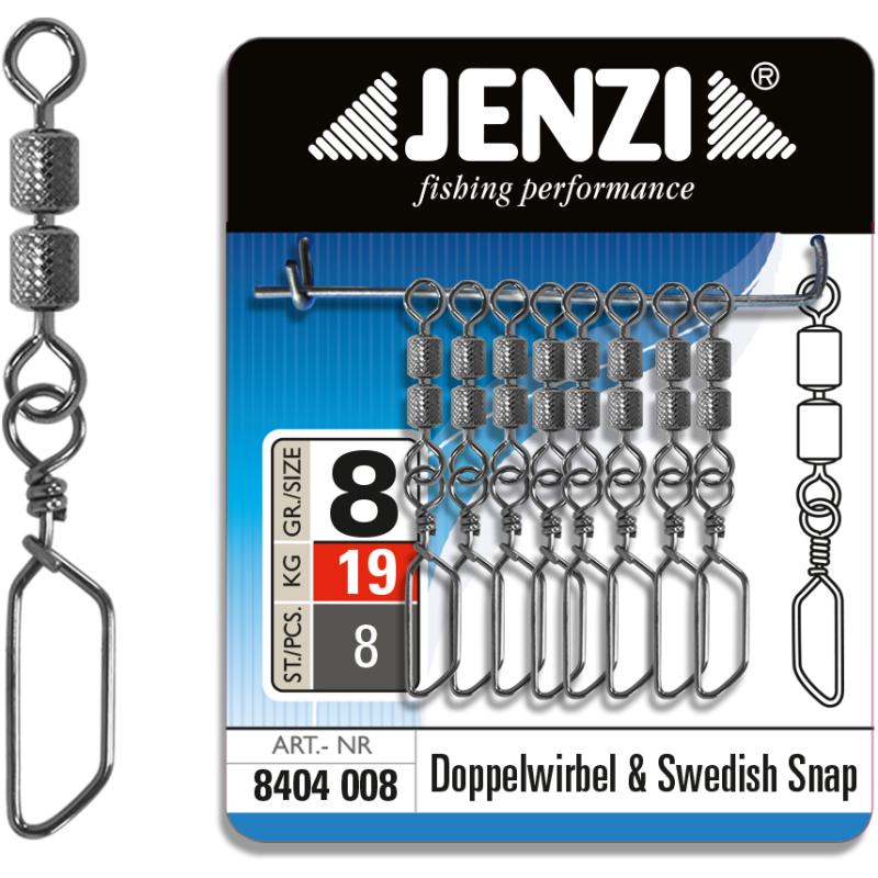 JENZI double safety swivel with Swedish-Snap Black Nickel size: 8 19kg