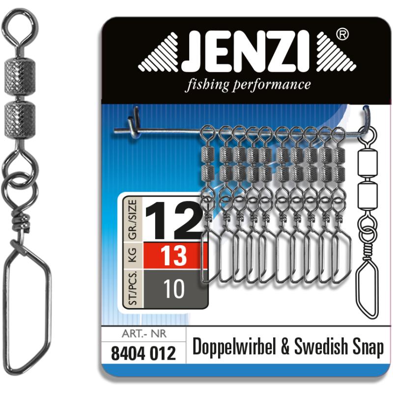 JENZI double safety swivel with Swedish-Snap Black Nickel size: 12 13kg