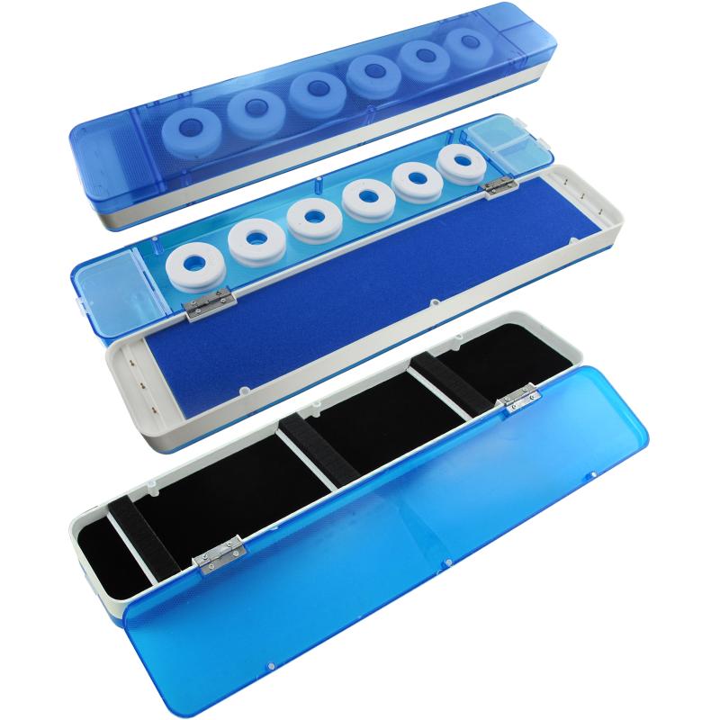 Kunststof box langwerpige spoelen 2 stuks blauw/wit