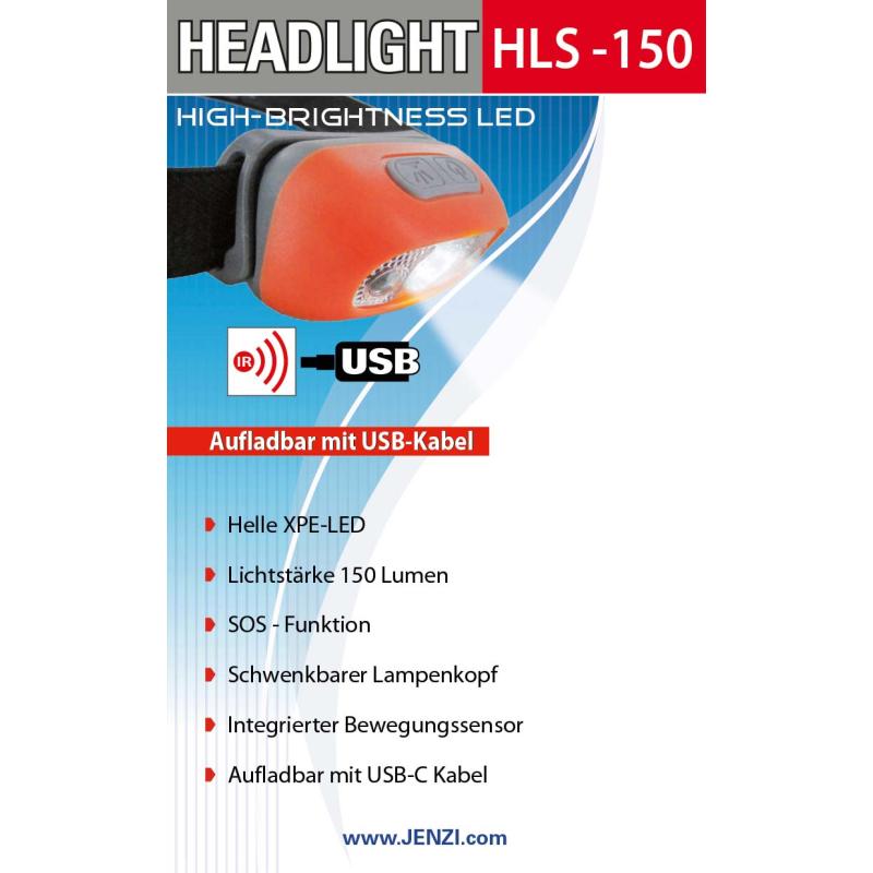 Lampe frontale LED Jenzi, HeadLight HLS150
