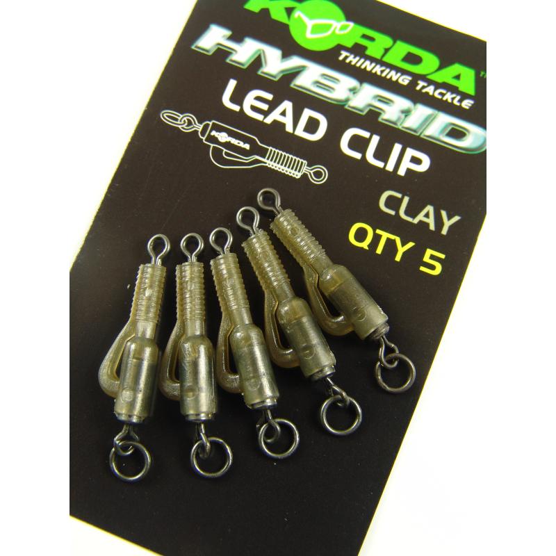 Korda Hybrid Lead Clips - 5 stuks klei