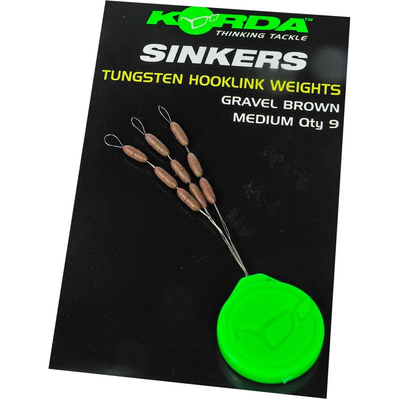 Korda Sinker Tungsten Hooklink Weight - 9 pieces medium brown