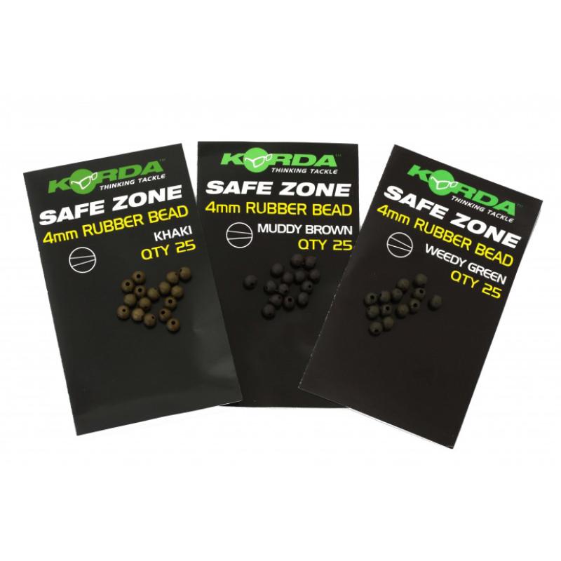 Korda Safe Zone 4mm Rubber Bead - 25 pieces Weedy Green