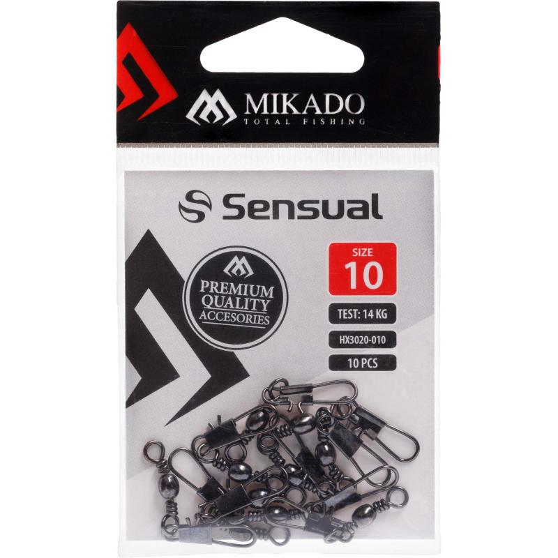 Émerillon barillet Mikado - avec mousqueton de sécurité n°10 Bn - 10 pièces.